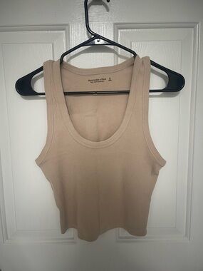 Abercrombie & Fitch Women's Ribbed Cropped Tank Top in Beige